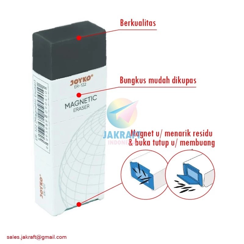 

(1 Pcs) Penghapus Magnetik JOYKO ER-122 Black Magnetic Eraser Berkualitas