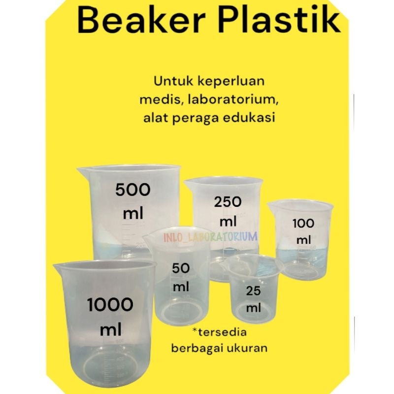 Beaker Plastik Garis 100 ml/Takaran/Lab Measuring Cup/Gelas Takar