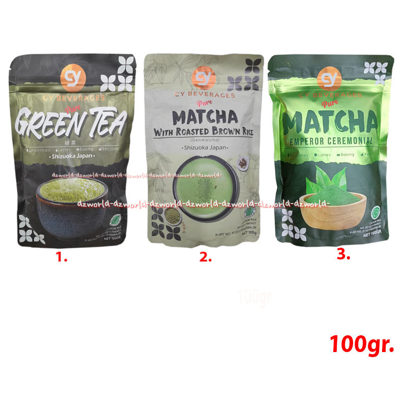 

CY Beverages 100gr Pure Matcha Emperor Ceremonial Teh Hijau Bubuk Matcha Pure Green Tea Pure Matcha With Roasted Brown Rice