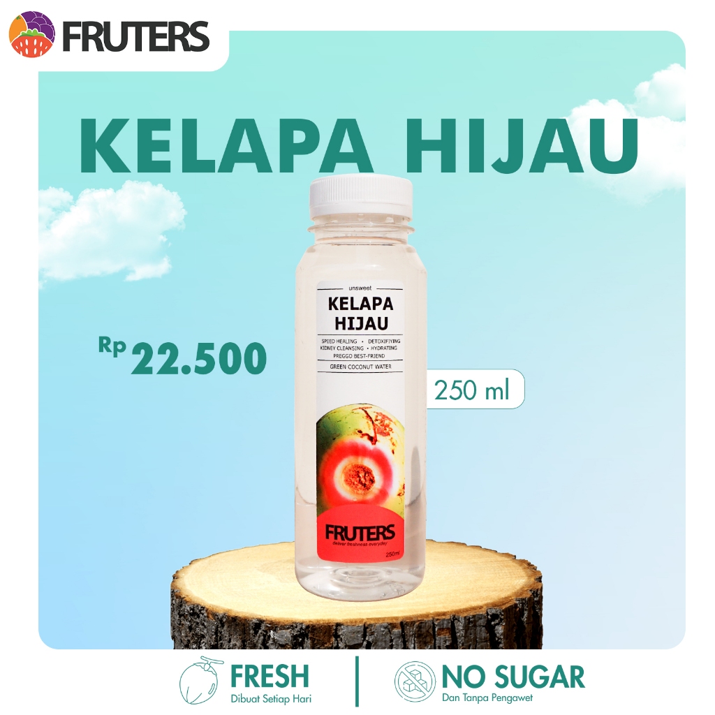 

Kelapa Hijau 250 ml - Air Kelapa Ijo (Hijau) Murni 100% Asli Fruters - NO COOLERPACK