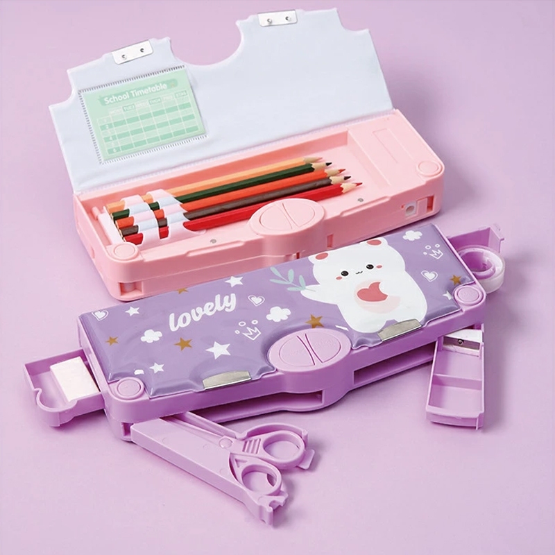 

MATOUGUI Kartun Beruang Pensil Case Tempat Pensil Multifungsi Motif Unicorn / Dinosaurus / Astronot Untuk Anak