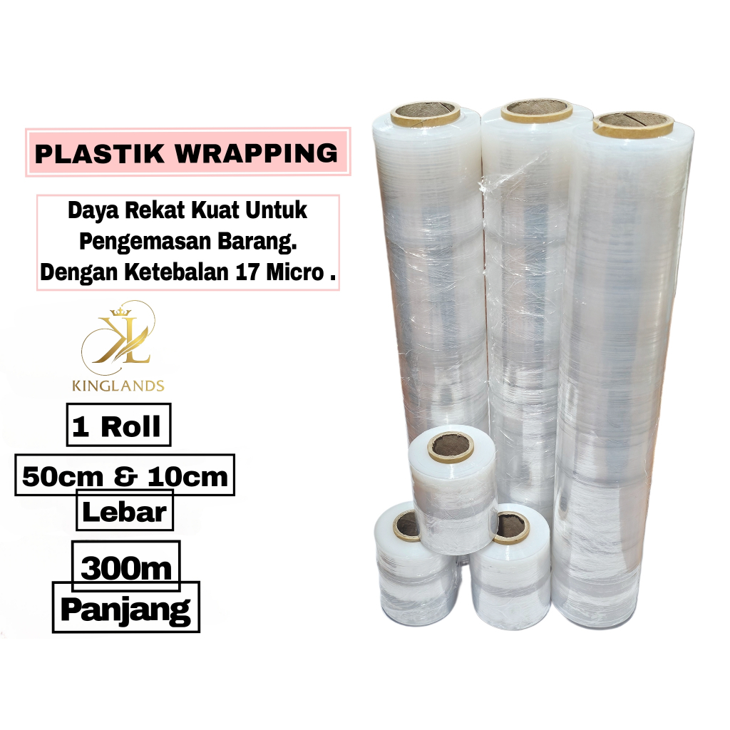 

Plastik Wrapping Strectch Film Bening 300 Meter Plastik 10cm 50cm Kinglands Tebal 17 micro