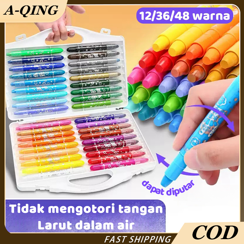 

Pus Silky Crayon Grasp 12 / 48 Warna Besar / Kecil Crayon Licin Watercolori/Grasp Crayon Set 48