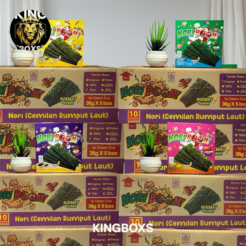 

NORI BOOM CEMILAN RUMPUT LAUT PERKARTON 36 GR x 5 BOX ORIGINAL HALAL