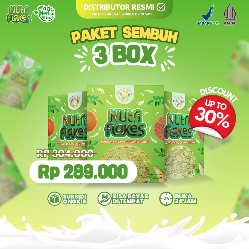 

3 BOX NUTRIFLAKES Ampuh Mengatasi Maag Akut Luka Pada Lambung Terbuat 100% Bahan Alami Asli Original