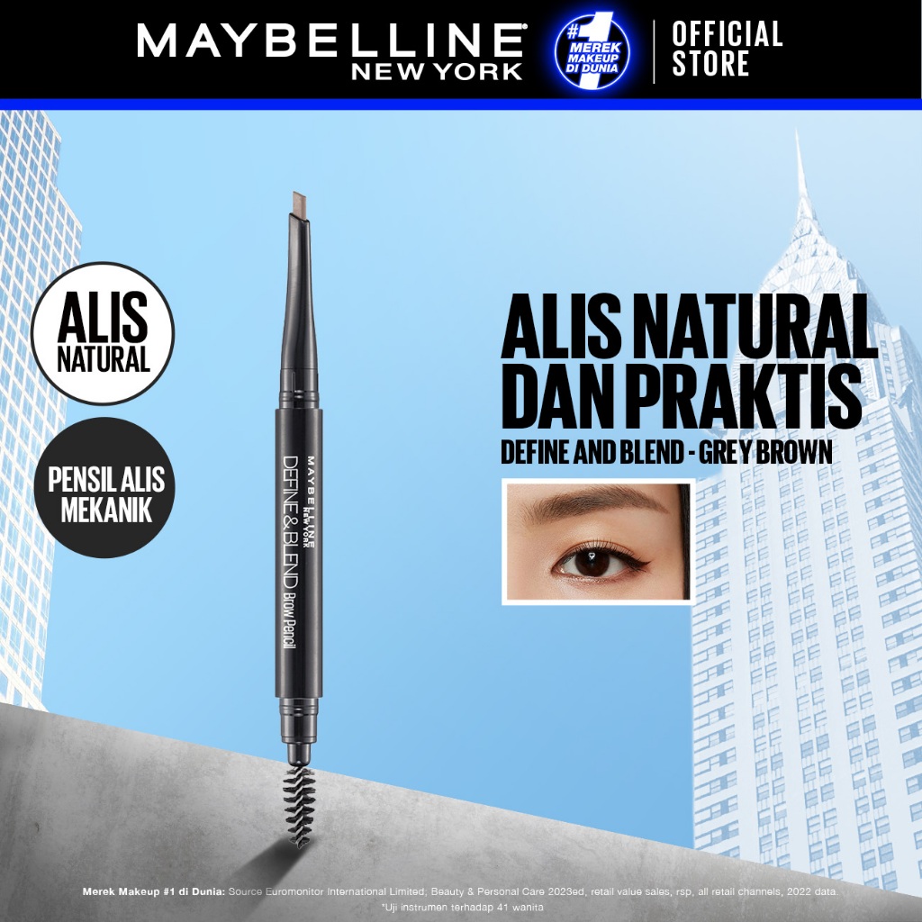 MAYBELLINE OFFICIAL Define And Blend Mechanic Eyebrow Pencil Make up - 0.16gr - Grey Brown (Pensil A