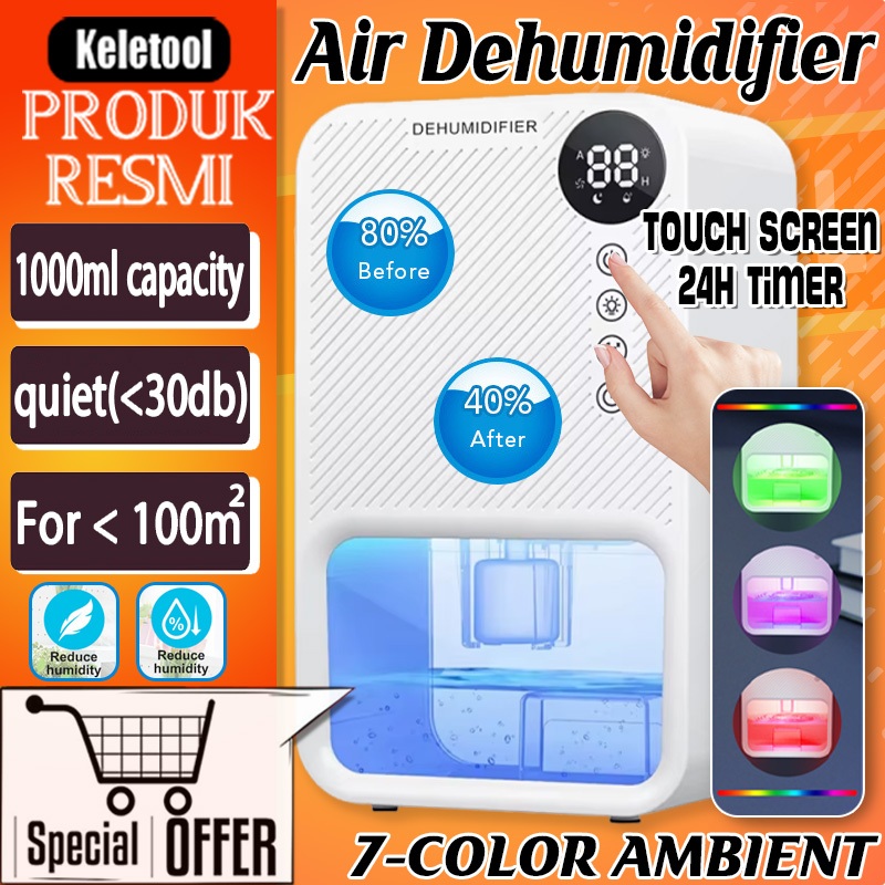1100ML Pembersih Penyerapan Kelembapan Pengering Dalam Ruangan Dehumidifier Kapasitas Besar Portabel