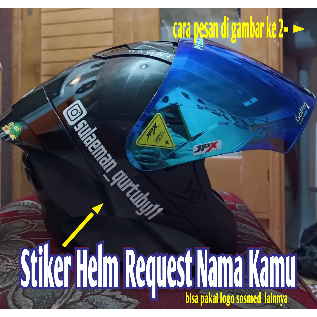 Stiker helm request nama anti air