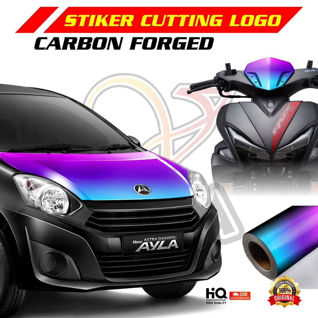 Stiker Skotlet Bunglon Bahan Vinyl Glossy Meteran Skotlet Bunglon