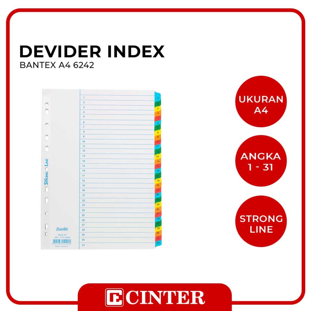 

BANTEX - DEVIDER BANTEX INDEX / PEMBATAS FILE / PEMBATAS BINDER A4 6242 (D02010115)