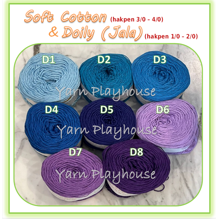 Benang Rajut Jala PE Doily Yarn Small Ply katun halus benang doily katun benang jala katun benang ka