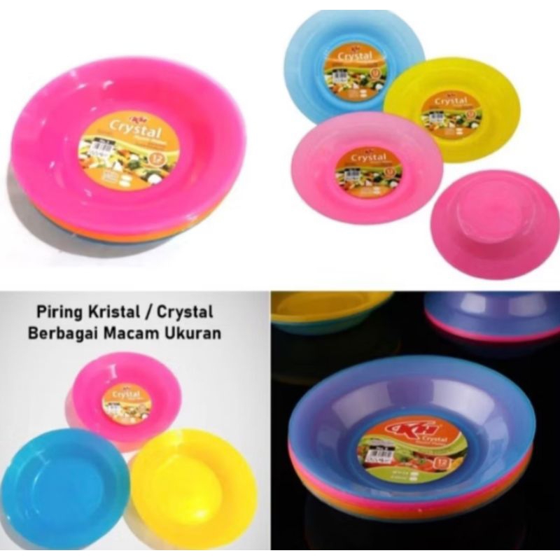 Piring Crystal Plastik Pisin Makan Murah Bahan Plastik Tatakan Pot Bulat Murah Tebal Kecil
