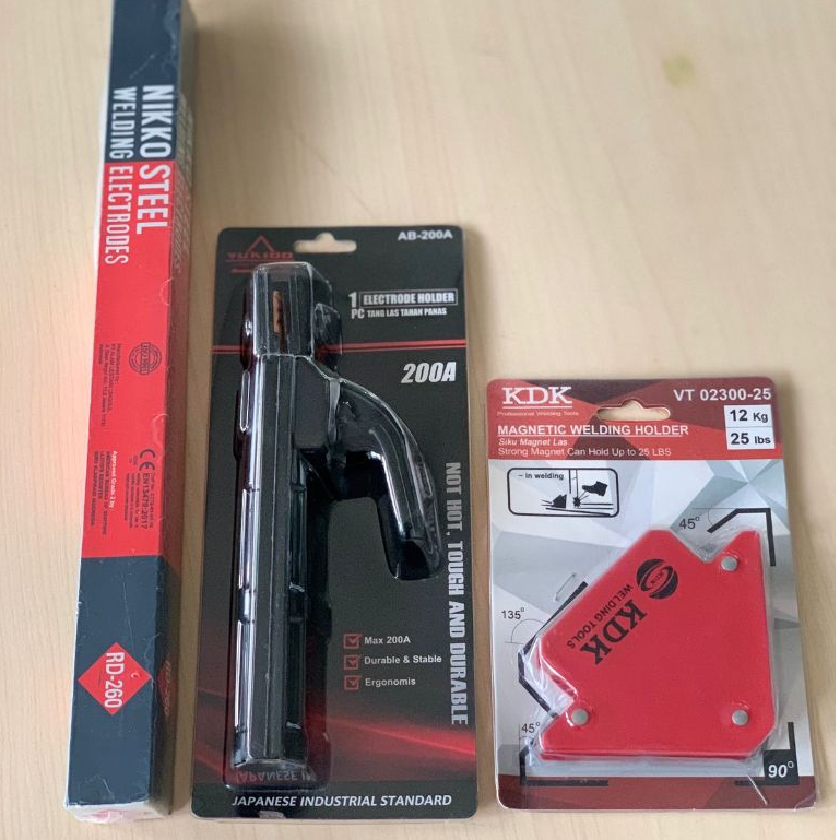 PAKET TUKANG LAS LAKONI PERLATAN LAS KAWAT LAS NIKKO 2.6 + YUKIDO TANG LAS 200A + SIKU MAGNET 3 INC
