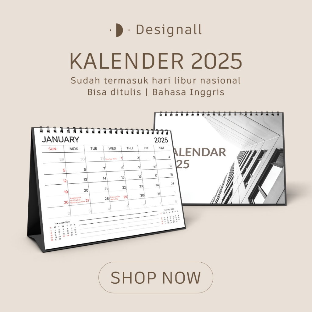 

Designall Kalender 2025 Aesthetic Meja / Kalender Duduk Spiral SE