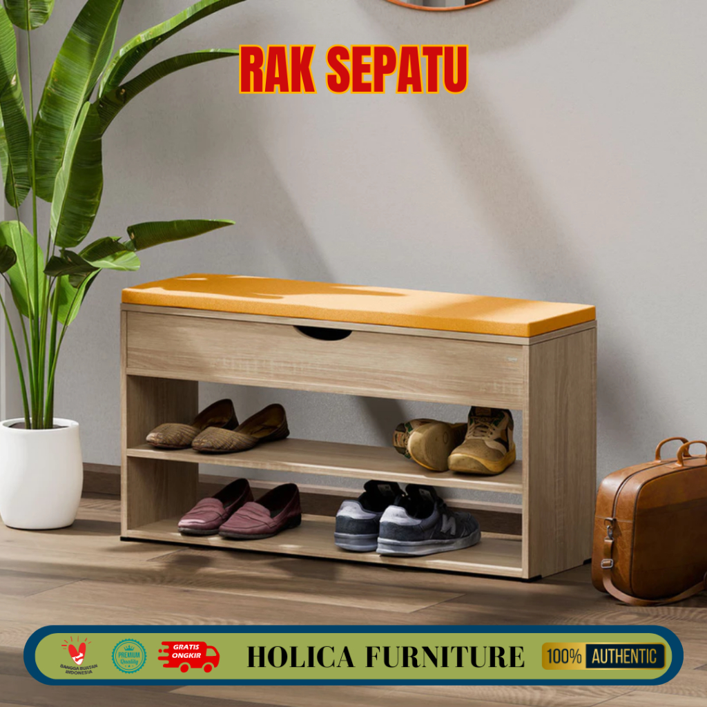 Rak Sepatu Duduk Sofa / Rak Sepatu / Lemari Sepatu / Rak Sepatu dan Bangku multifungsi
