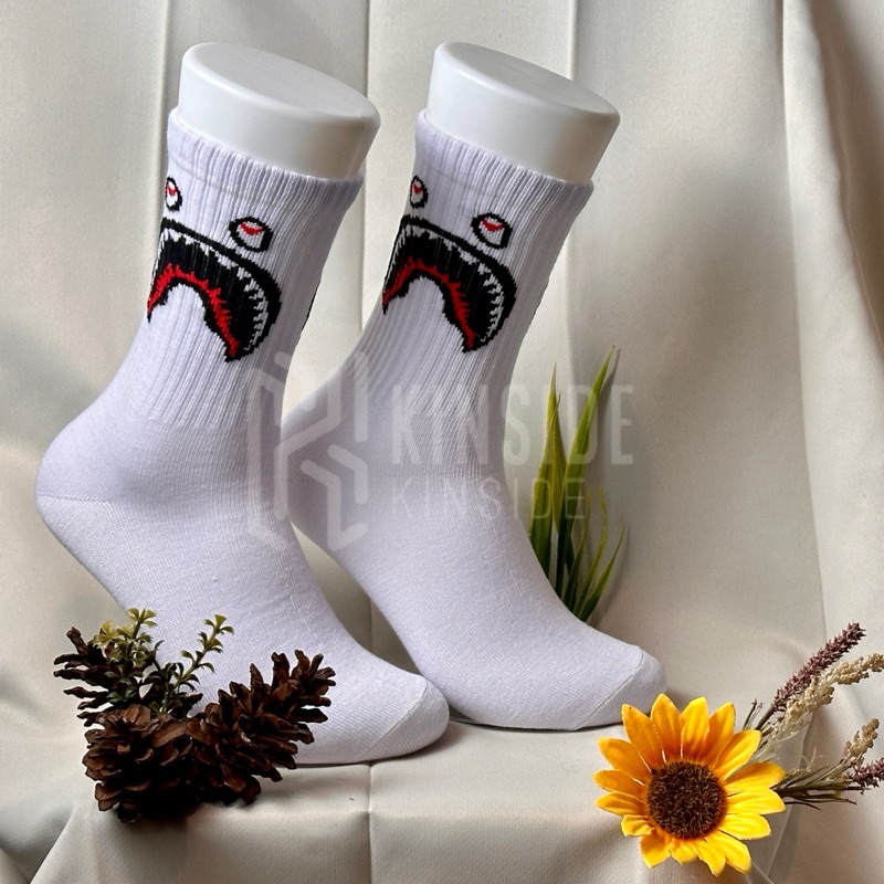 Kaos Kaki Panjang Motif BAPE Putih / Hitam - KINSIDE