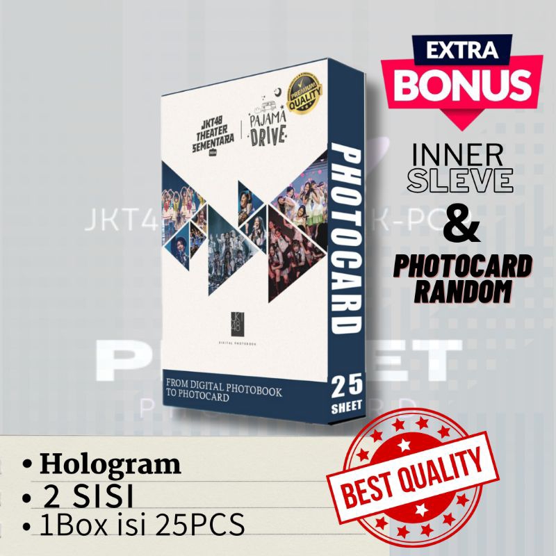 Photocard JKT48 Hologram Teather Sementara - 2 sisi - 1Box isi 25Pcs Pajama Drive