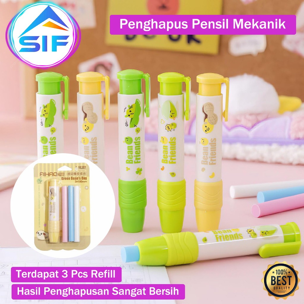 

Penghapus Pensil Mekanik Karet Hapus Sliding Eraser Mechanical Karakter Retractable Cute Eraser Korean Style Unik