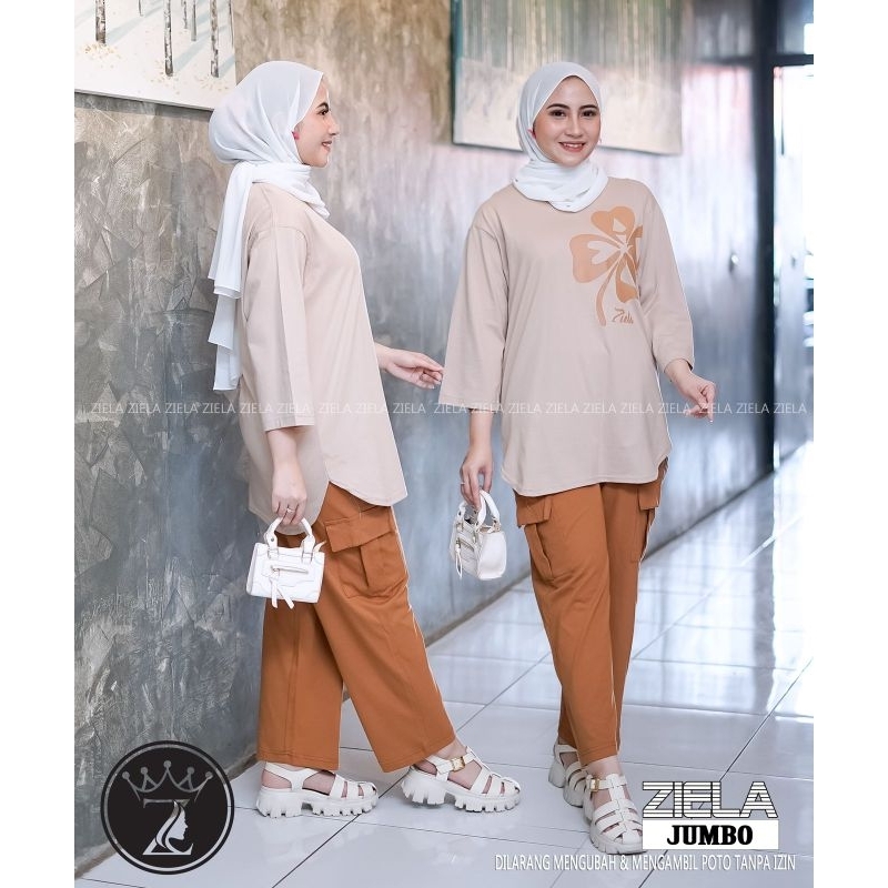 ONE SET CARGO ZIELA MOM COTTON COMBED STANDAR JUMBO TERBARU CELANA CARGO KEKINIAN