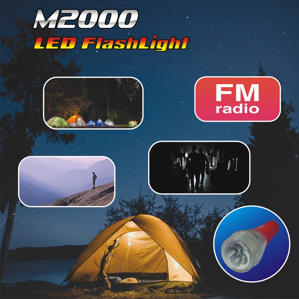 SENTER RONDA M2000 Senter Tangan LED TERANG + RADIO FM SPEAKER Baterai Senter  Super Terang