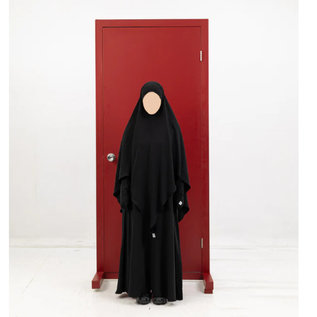 Elmadina - NOA Jilbab Black Khimar Syar'i Anti UV Size M l Kemejabaya Perfect