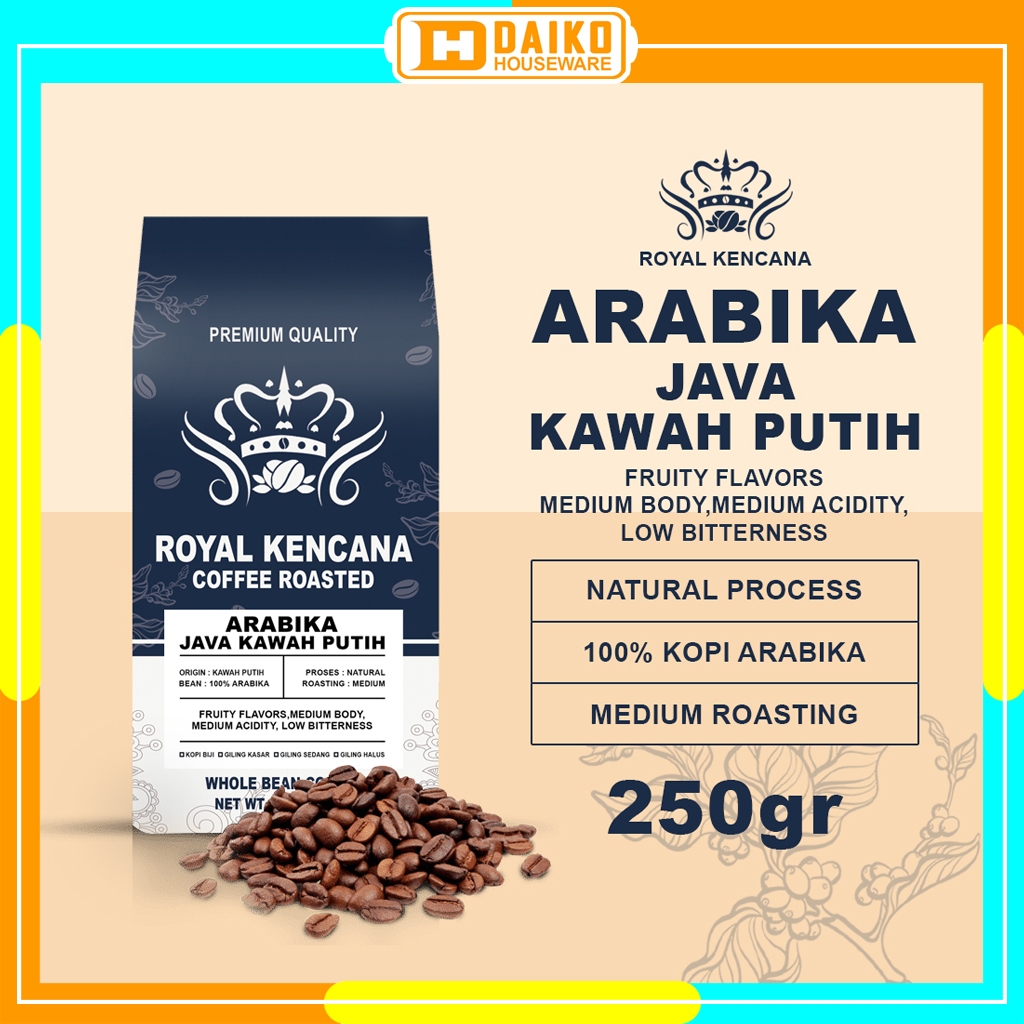 

Royal Kencana Arabika Kawah Putih Preanger Premium Quality Coffee Roasted 250gr - Whole Bean Medium Roast Specialty Coffee