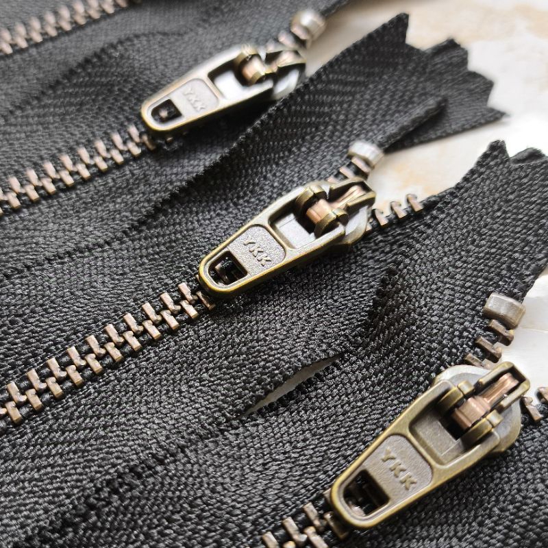 1 Lusin (12pcs) Resleting Celana Levis/Jeans YKK MGK-49 Gigi Bakar Variasi Black (Hitam) 4 inch dan 