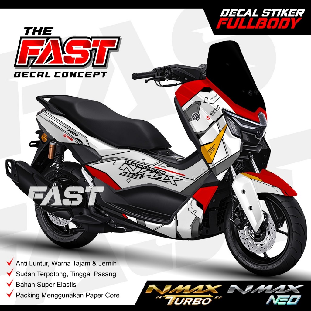 STICKER DECAL TERBARU NMAX NEO TURBO FULL BODY GUNDAM RACING LIMITED KEREN ANTI LUNTUR BISA COD