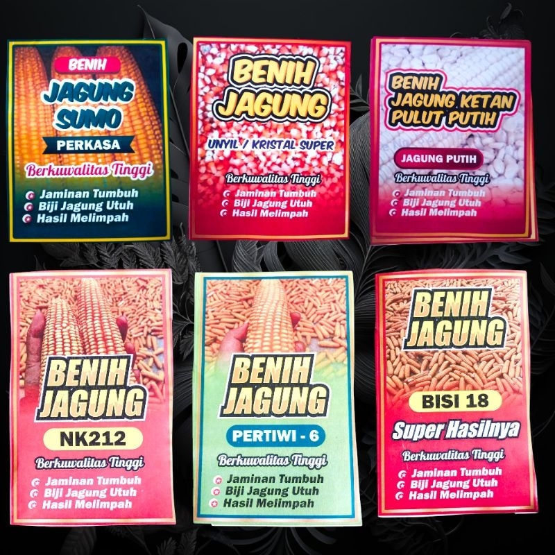 

Benih jagung sumo perkasa,jagung putih, jagung unyil,nk212,bisi18, Pertiwi6berkualitas super 6 jenis berat perkemasan 1kg (total berat 6kg)