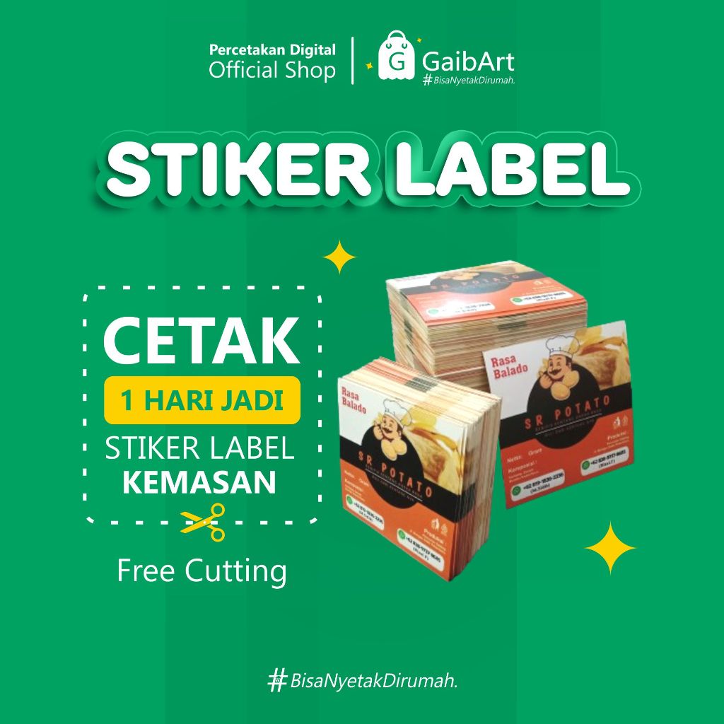 GaibArt Cetak Stiker Cromo | Vinyl Glossy | Vinyl Transparan Waterproof Custom Label Kemasan Parfum 