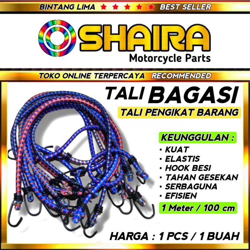 TALI BAGASI MOTOR 1 Meter / TALI PENGIKAT SERBAGUNA / TALI PENGIKAT MULTIFUNGSI / TALI PENGIKAT BARA