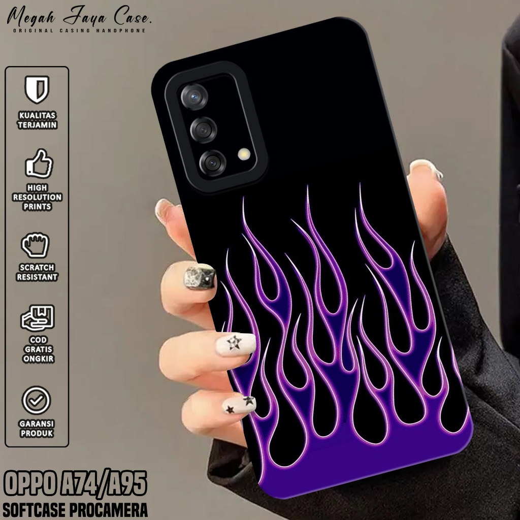 Softcase Oppo A74 / A95 4G - Case Hp Oppo A95 / A74 4G Motif FIRE - Silikon Hp Oppo A95 - Case Hp Op
