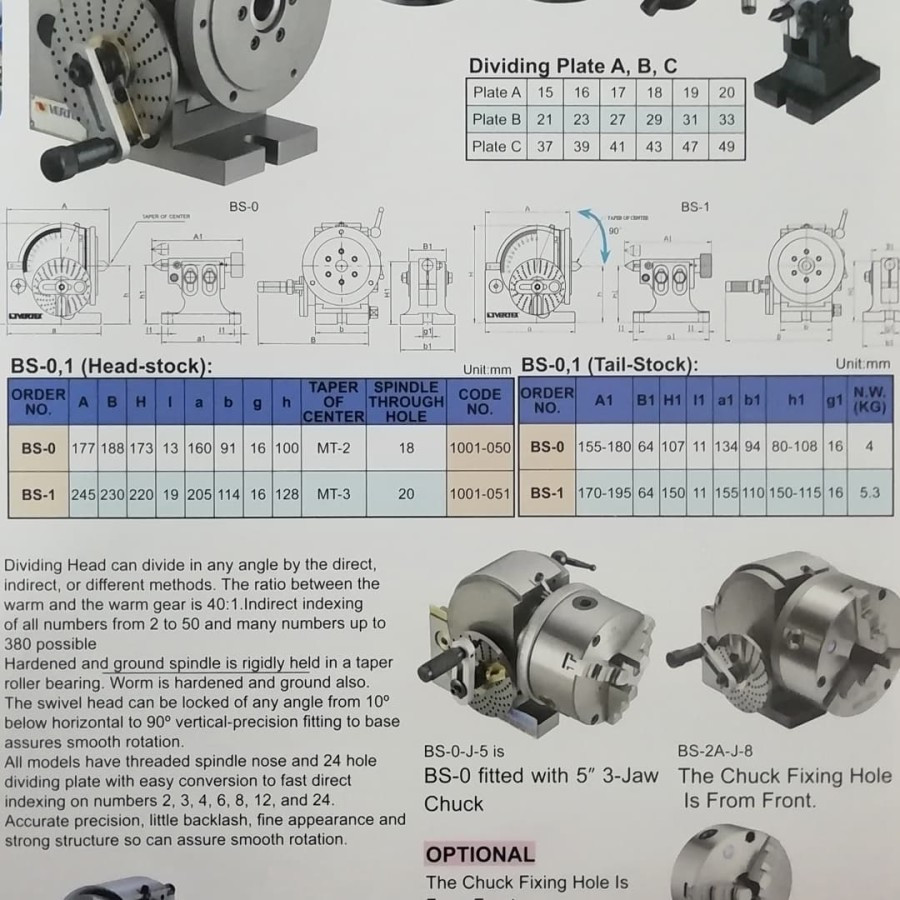 Vertex semi universal dividing head BS 1