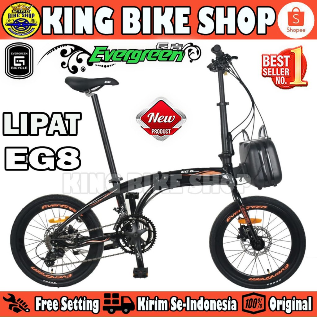 Sepeda lipat 20 inch Evergreen EG 8 EDGE 2 x 8 Speed Rem Hidrolik