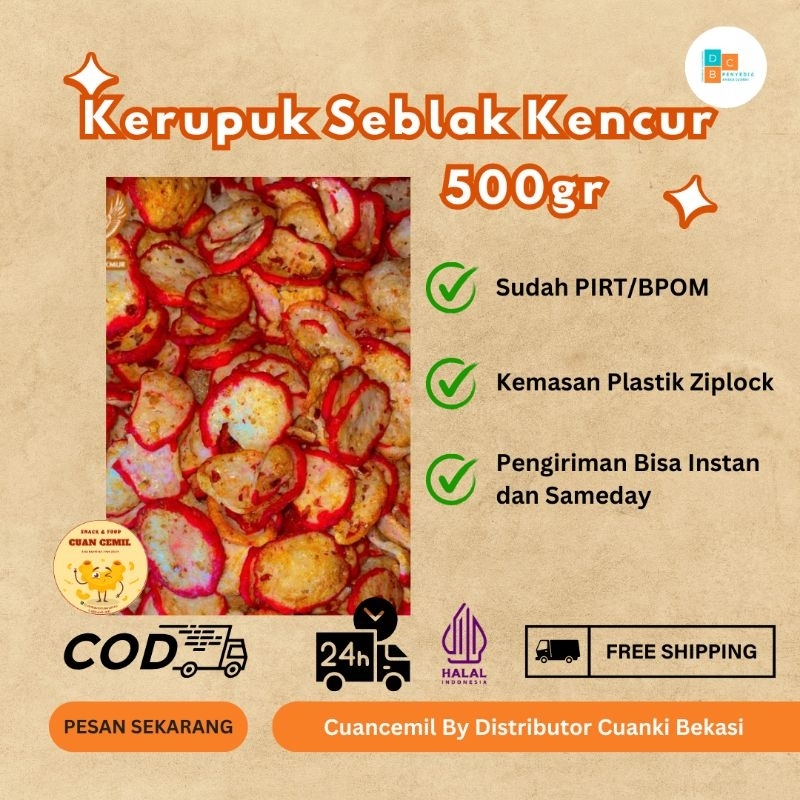 

Kerupuk seblak kencur 500gr cikur pedas nikmat gurih