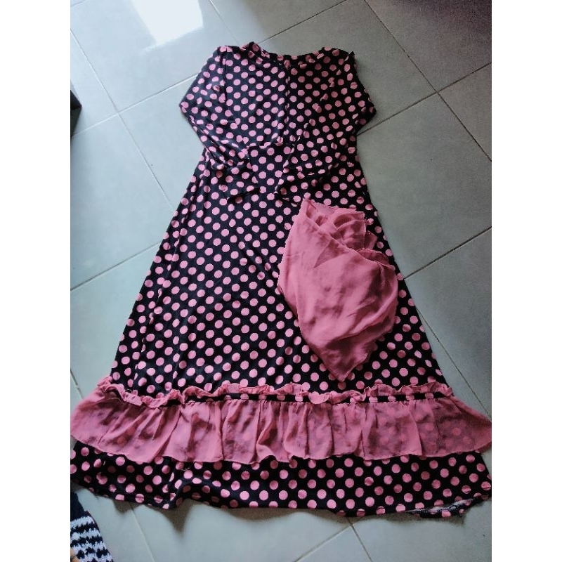 gamis anak polkadot