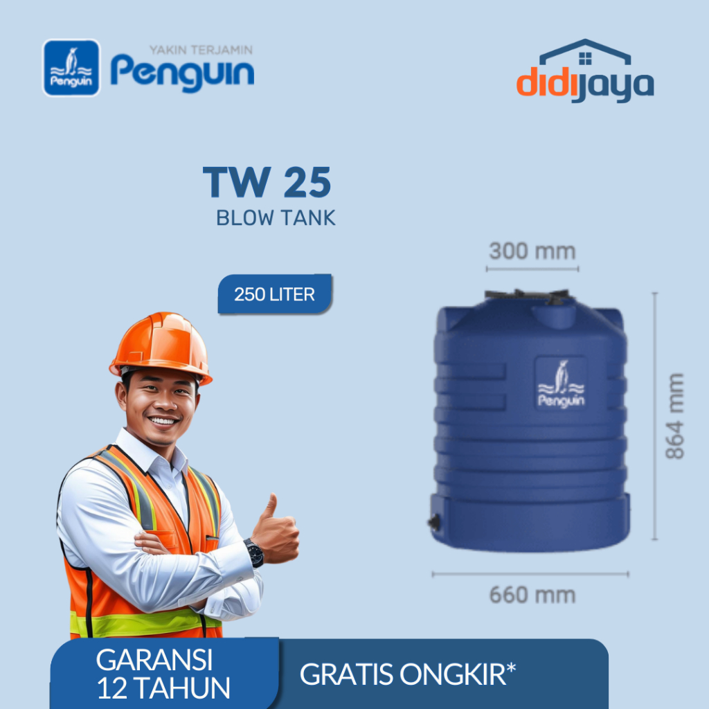 Tandon Air Blow Tank Penguin TW 25 250 Liter | Toren Air | Tangki Air Blow Tank Penguin Bergaransi