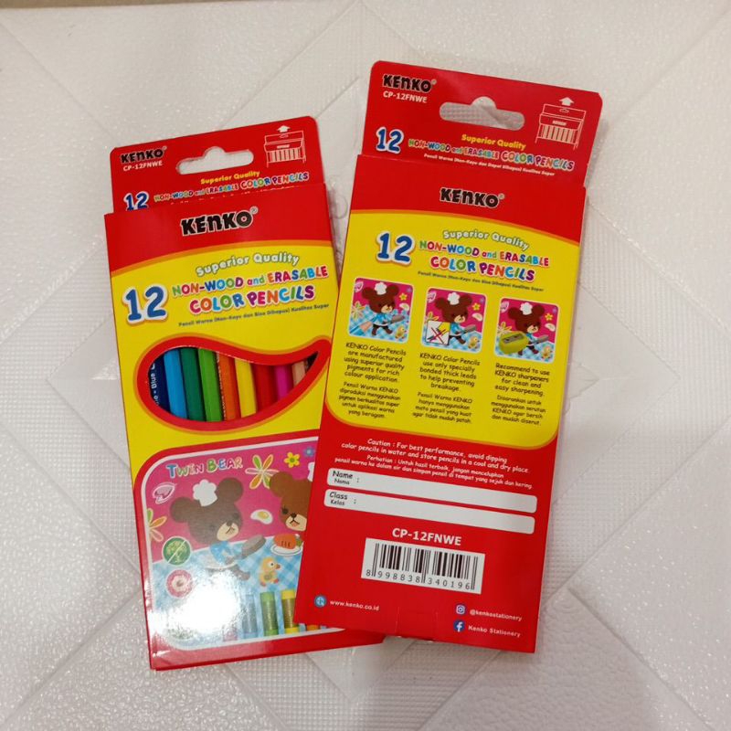 

Kenko Superior Quality Non-Wood Color Pencils CP-12FNWE (ada penghapus)