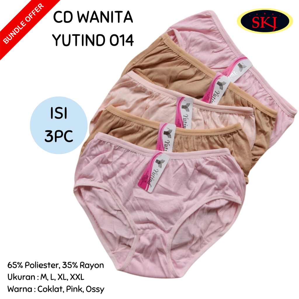 [ISI 3 CD Wanita YUTIND 014 Warna Muda / Celana Dalam Bahan Katun Lembut Yutind art. 014 / Celana Da