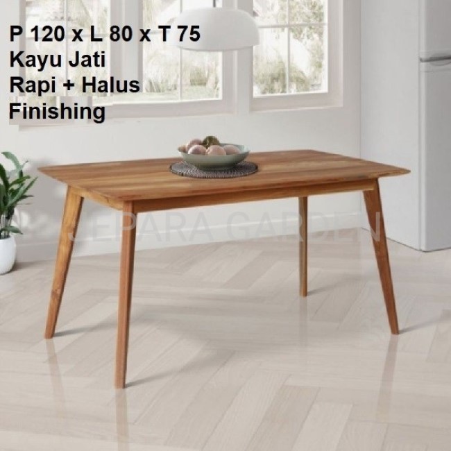 + FINISHING - Ukuran 120 cm Meja Makan Cafe Kayu Jati Minimalis