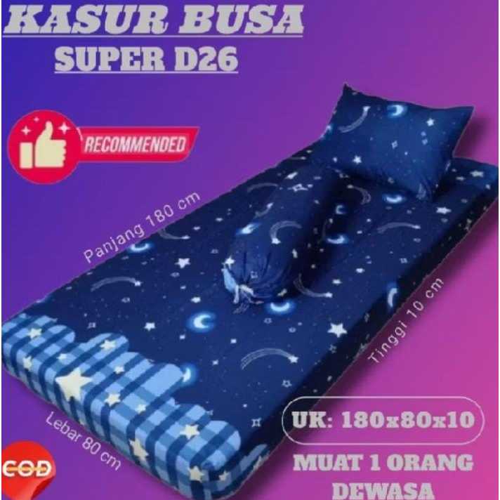 Kasur Lantai Busa kualitas tebal HIGH DENSITY BONUS 2 BANTAL uk 180x90X4cm single 1 orang dewasa