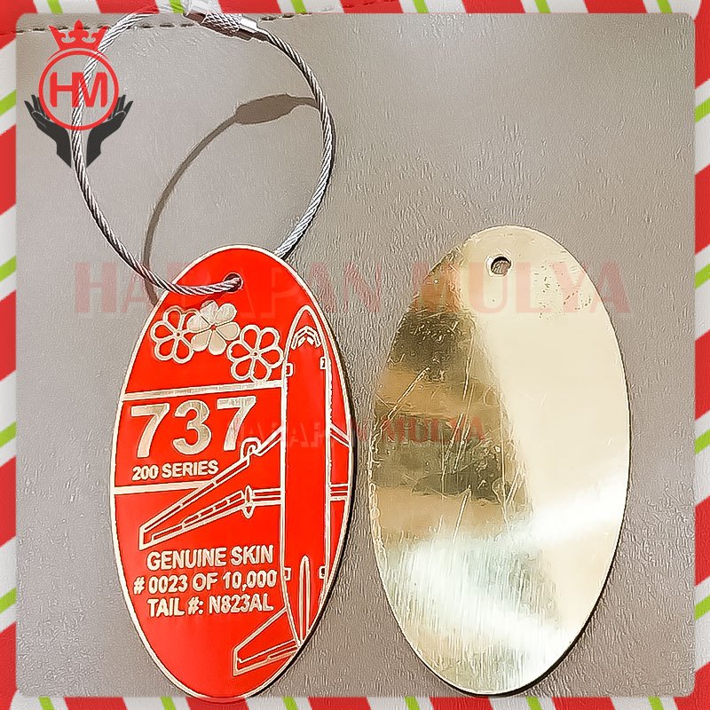 Gantungan Kunci Oval 737 200 Series Warna Merah Keychain Pesawat - Harapan Mulya