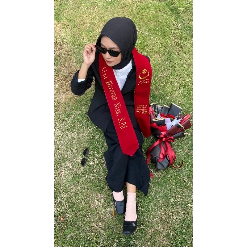 selempang wisuda 2 lapis bahan bludru premium
