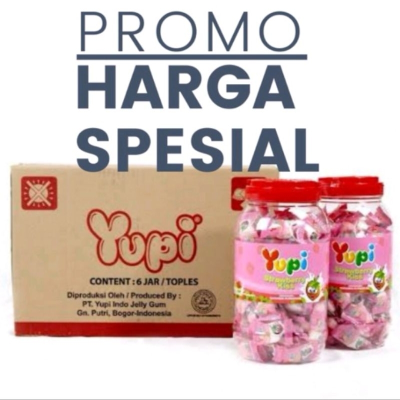 

Yupi Strawberry kiss Kemasan Jar 300 GRAM - ( HARGA 1 DUS ISI 6 JAR )