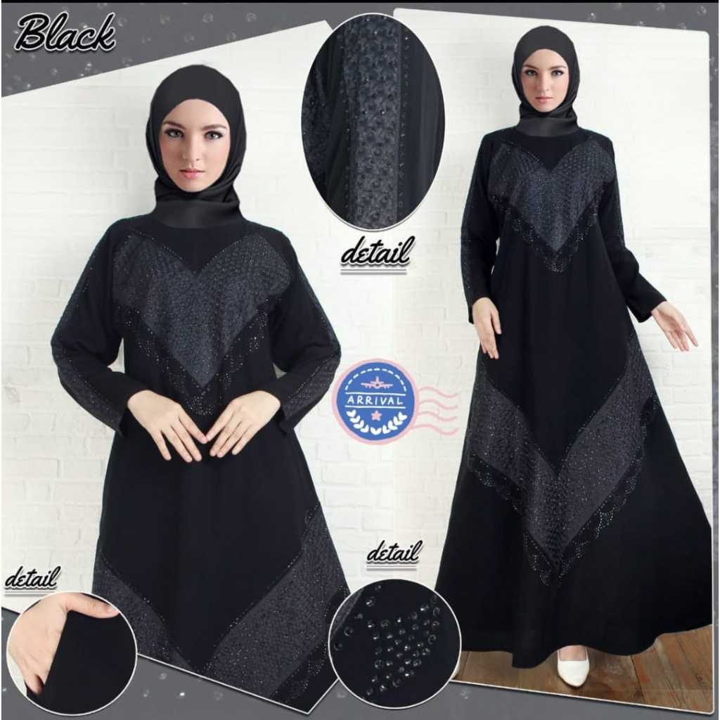 Gamis Abaya Arab Renda Hitam V besar