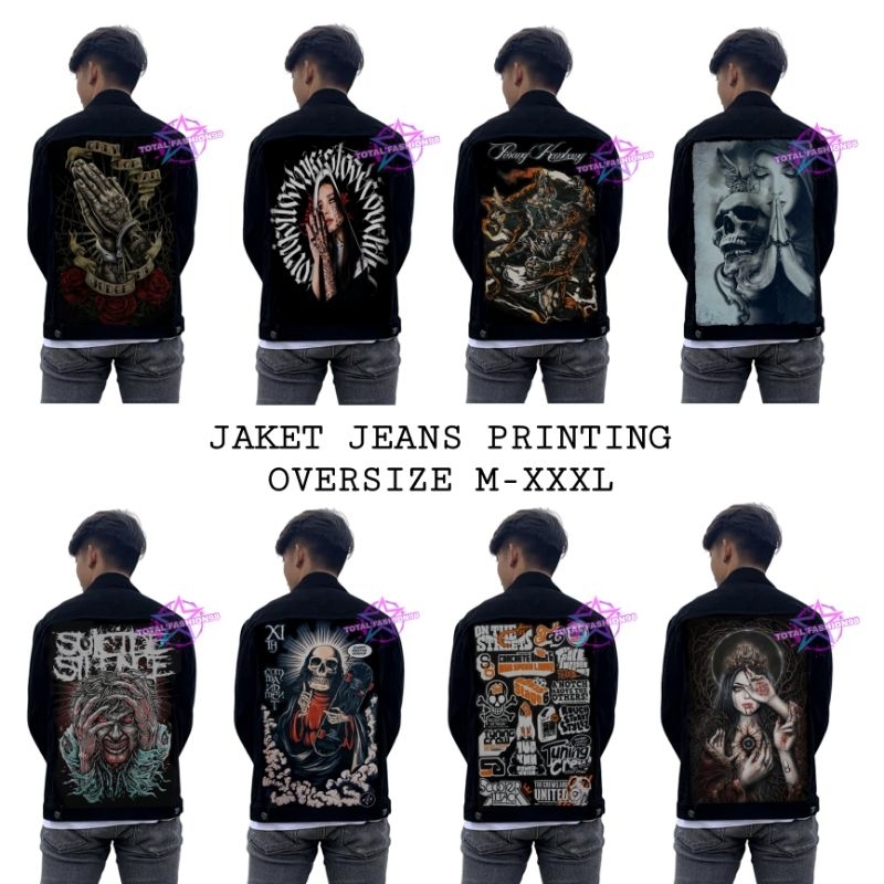 JAKET JEANS PRINTING-JAKET JEANS SANDWASH-JEANS HITAM-JEANS DENIM-JAKET JEANS COWOK-JAKET JEANS PRIA