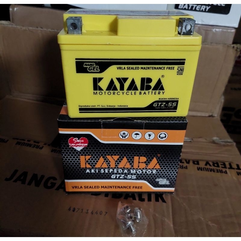 KAYABA Aki Motor Full Kering Vario Beat Fi Beat Supra 125 Gtz5s Nano Gel Original Asli
