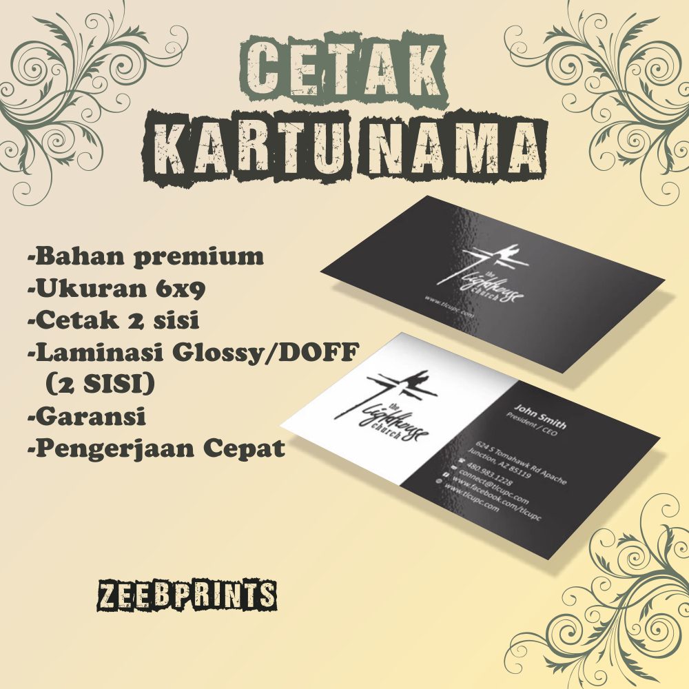 

CATAK KARTU NAMA DUA SISI DENGAN LAMINASI, PROSES CEPAT, ZEEB PRINTS