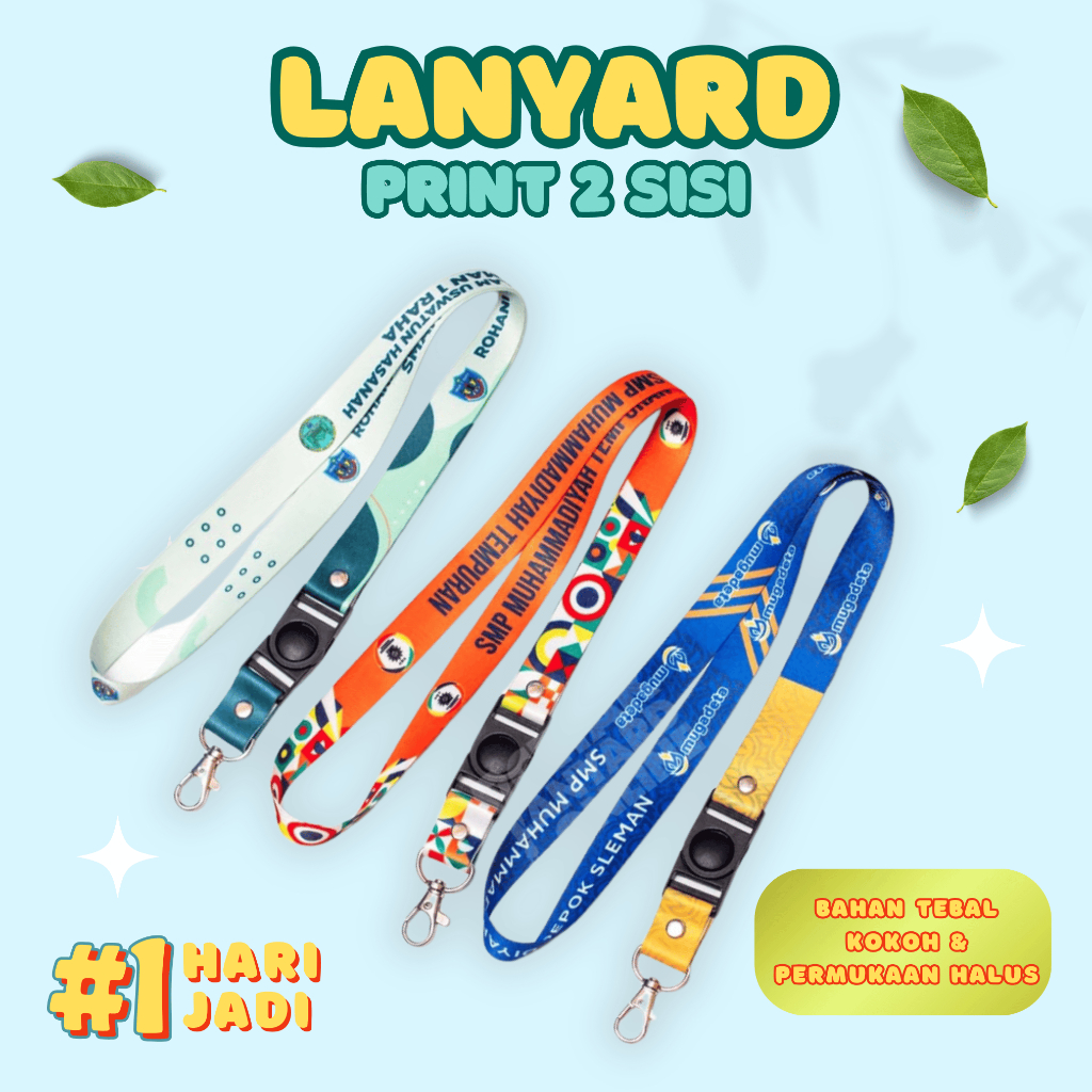 Lanyard Custom Dua Sisi Murah | Kualitas Permium Tebal & Kokoh Permukaan Halus | Bisa COD |