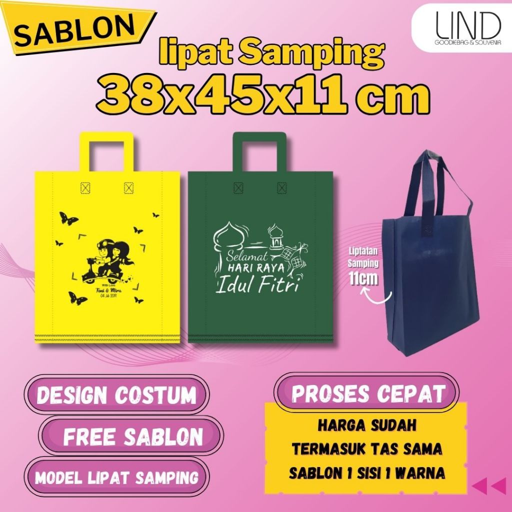 Coustum design 1 hari beres tas spunbond 38x45x11